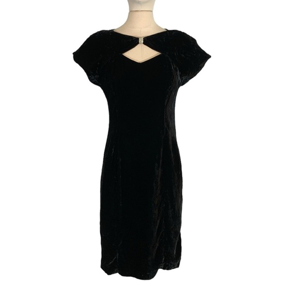 Vintage Jessica Howard Velvet Midi Dress Size Medium - Picture 1 of 9